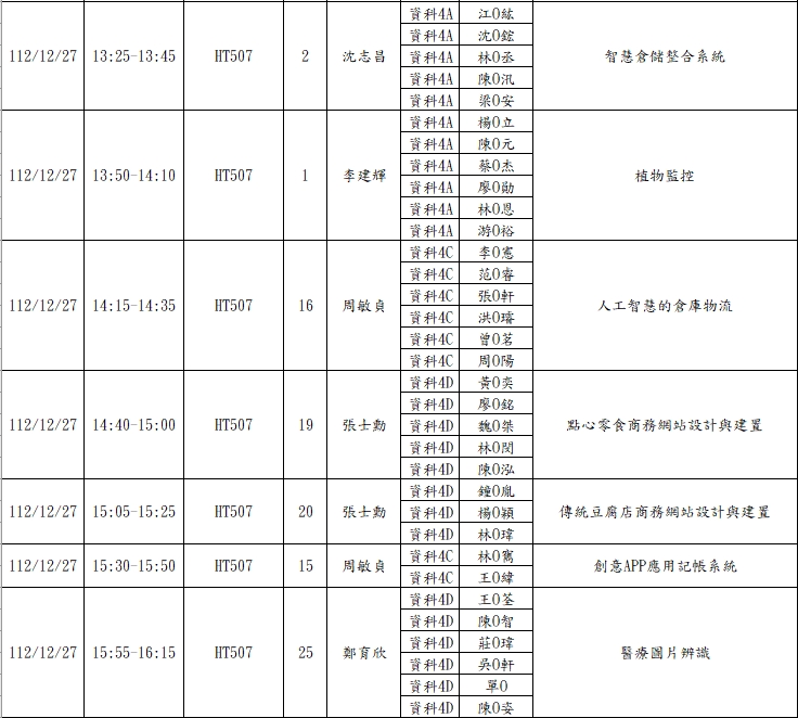 12/27口試時間